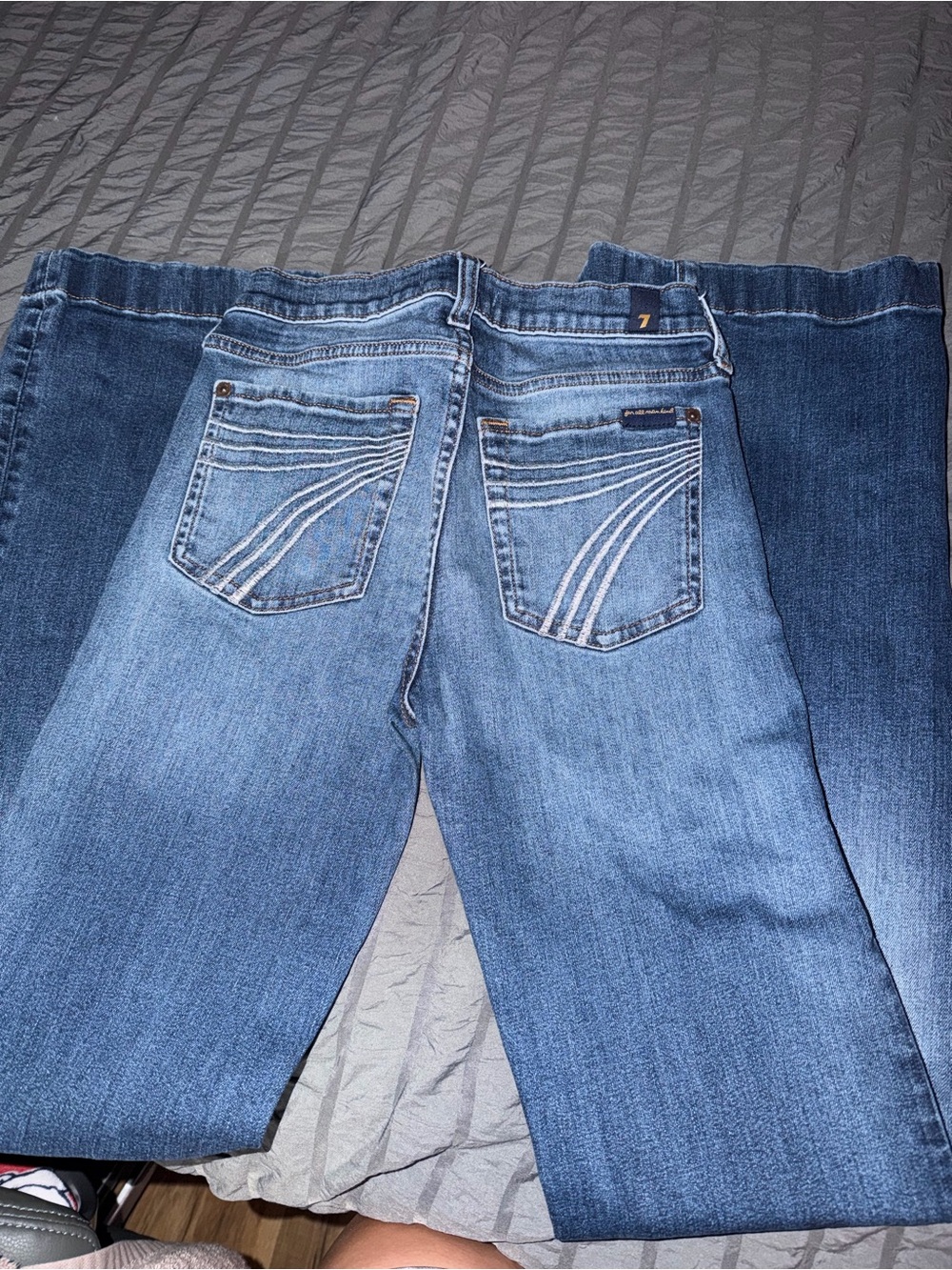 7 For All Mankind Women’s Medium Blue Bootcut Jeans with Stitch Detail